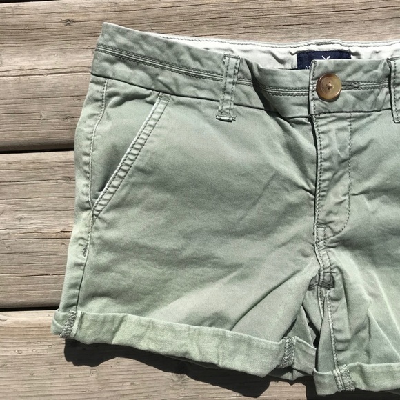 AEO Stretch Olive Shorts - Picture 2 of 3